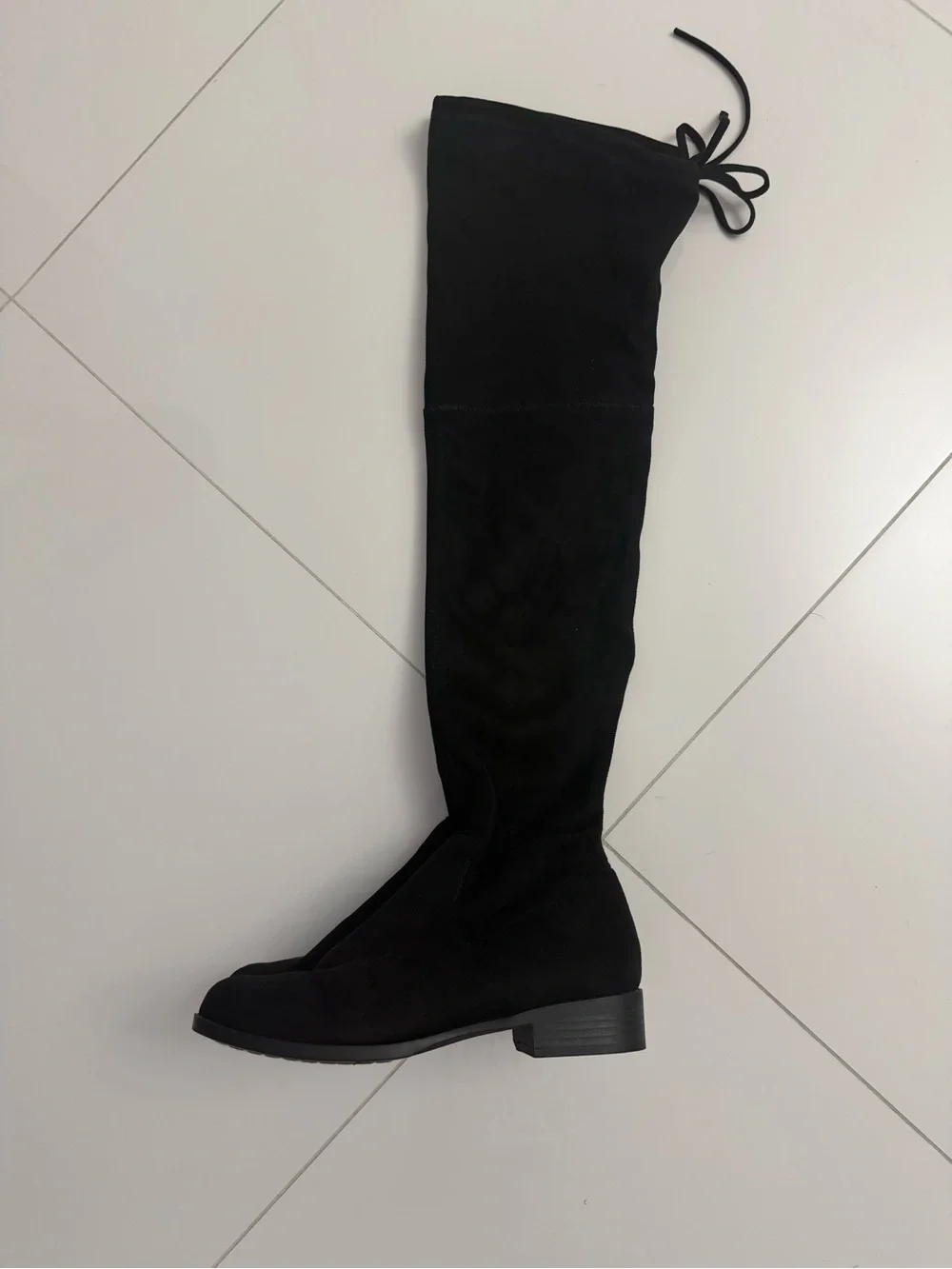Black Over-the-Knee Suede Boot